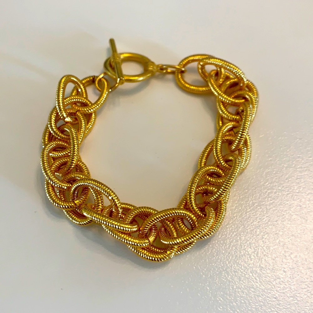 Textured Gold Tone Chain Bracelet